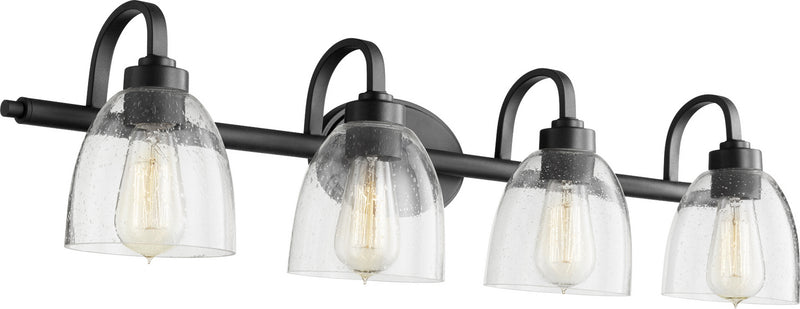 Quorum 5060-4-69 Four Light Vanity, Textured Black w/ Clear/Seeded