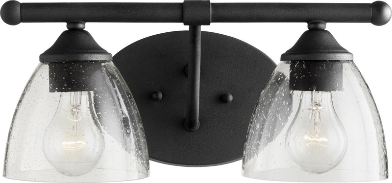 Quorum 5150-2-69 Two Light Vanity, Textured Black w/ Clear/Seeded