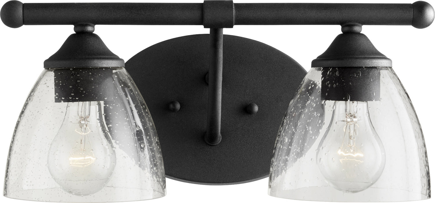 Quorum 5150-2-69 Two Light Vanity, Textured Black w/ Clear/Seeded