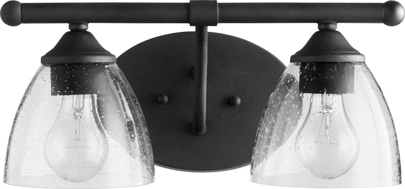 Quorum 5150-2-69 Two Light Vanity, Textured Black w/ Clear/Seeded