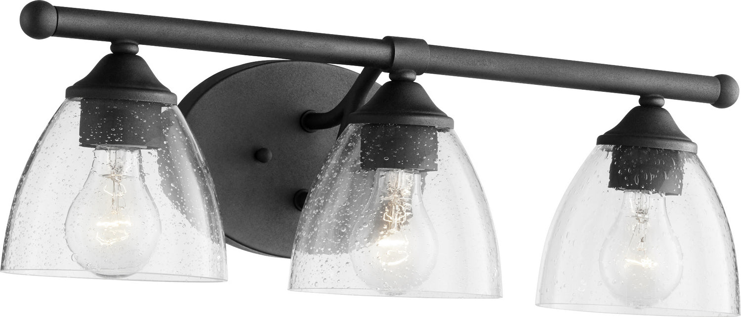 Quorum 5150-3-69 Three Light Vanity, Textured Black w/ Clear/Seeded