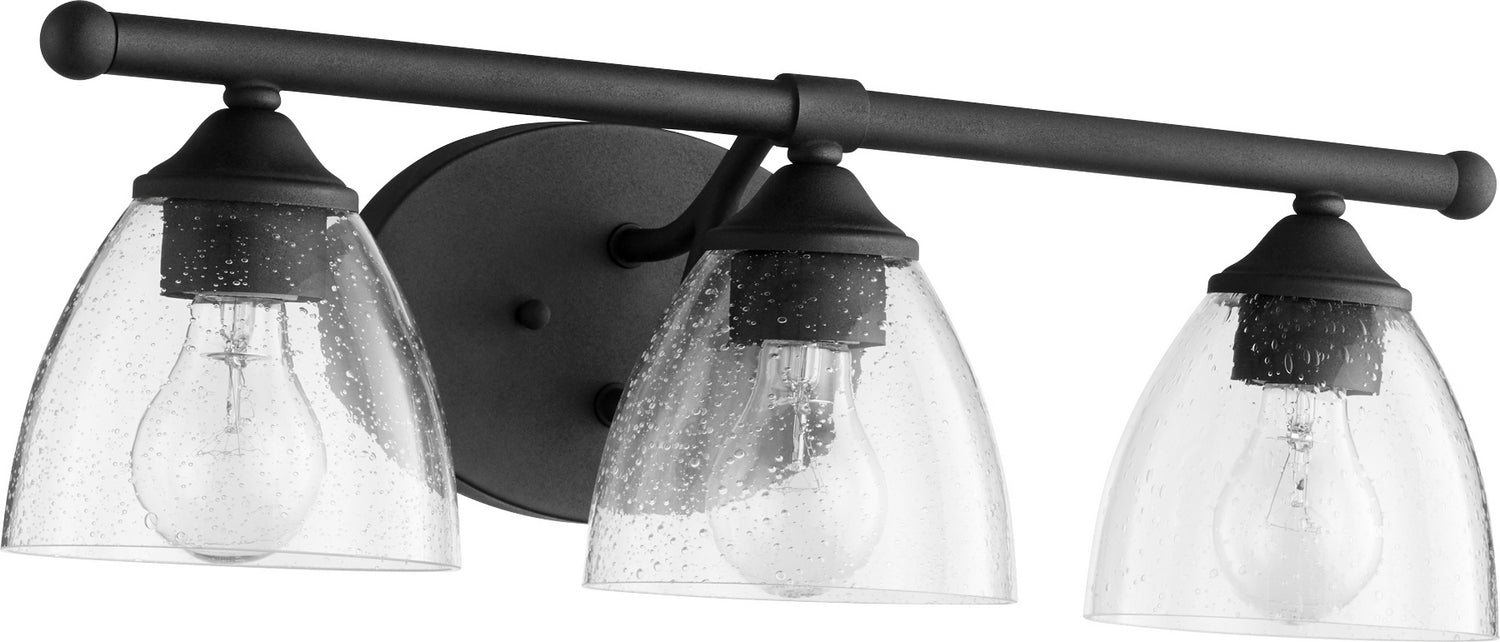 Quorum 5150-3-69 Three Light Vanity, Textured Black w/ Clear/Seeded