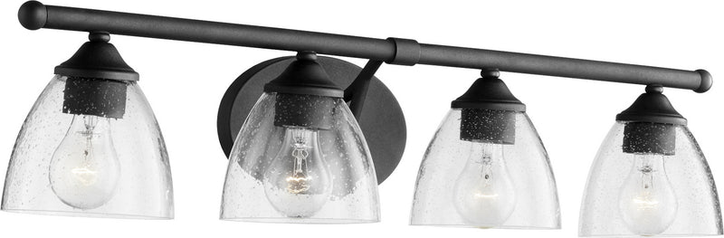 Quorum 5150-4-69 Four Light Vanity, Textured Black w/ Clear/Seeded