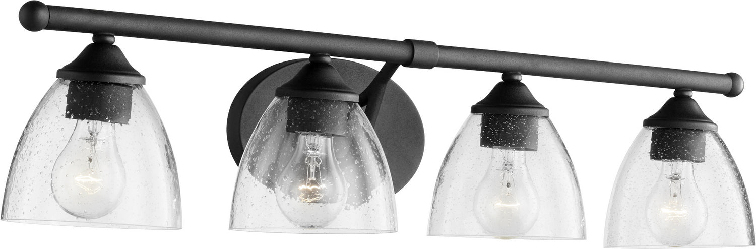 Quorum 5150-4-69 Four Light Vanity, Textured Black w/ Clear/Seeded