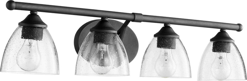 Quorum 5150-4-69 Four Light Vanity, Textured Black w/ Clear/Seeded