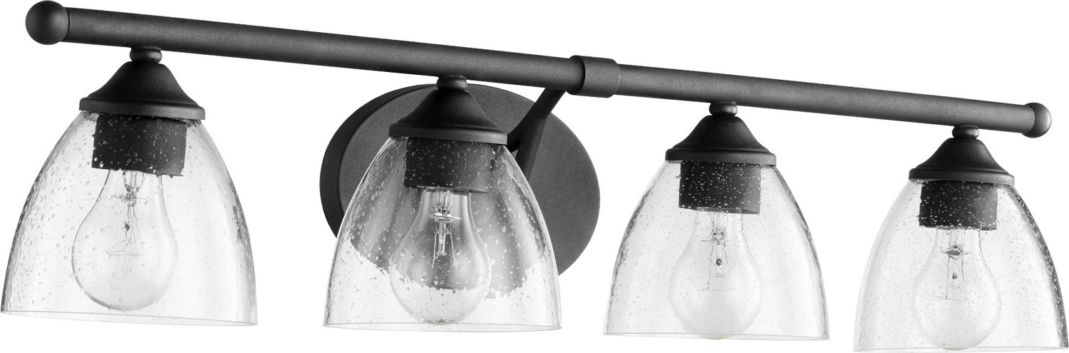 Quorum 5150-4-69 Four Light Vanity, Textured Black w/ Clear/Seeded
