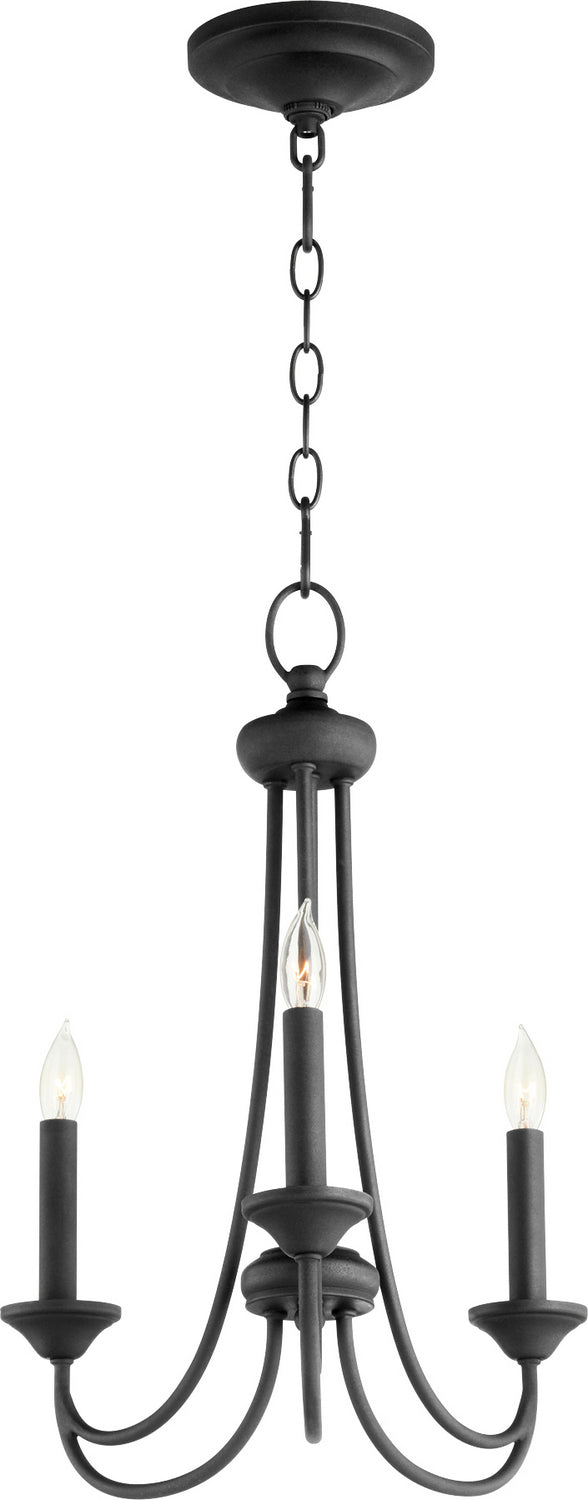 Quorum 6250-3-69 Three Light Chandelier, Textured Black