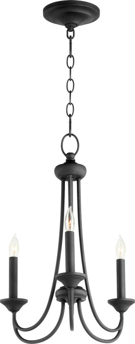 Quorum 6250-3-69 Three Light Chandelier, Textured Black