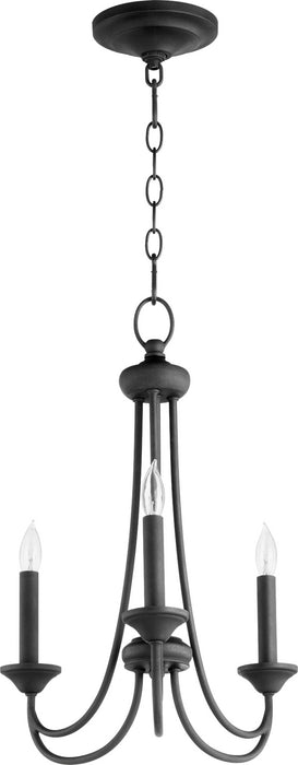 Quorum 6250-3-69 Three Light Chandelier, Textured Black