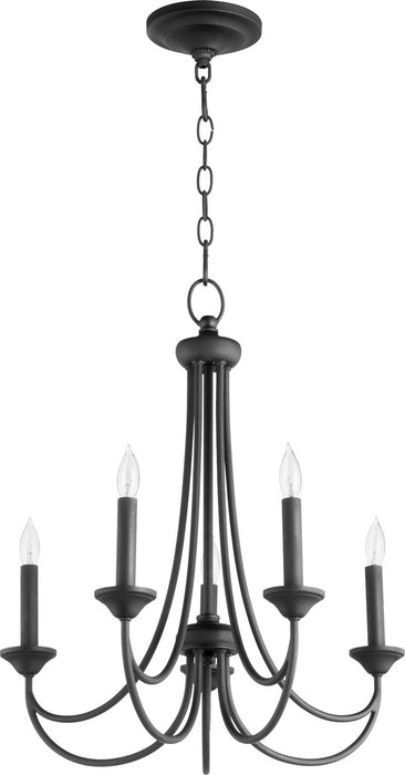Quorum 6250-5-69 Five Light Chandelier, Textured Black