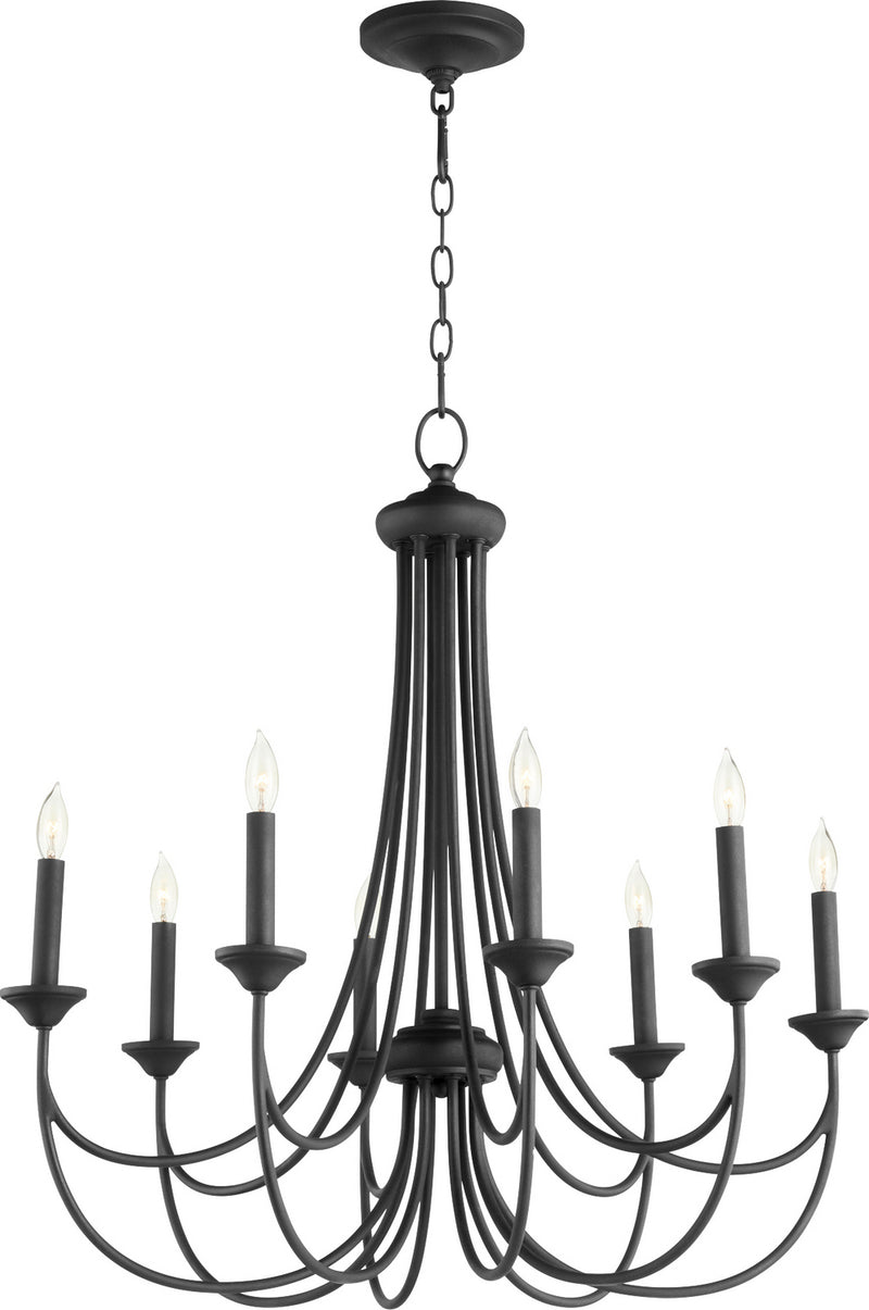 Quorum 6250-8-69 Eight Light Chandelier, Textured Black