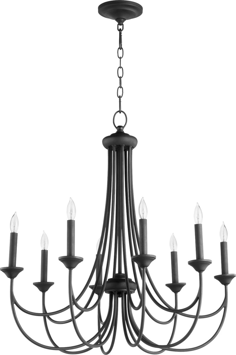 Quorum 6250-8-69 Eight Light Chandelier, Textured Black