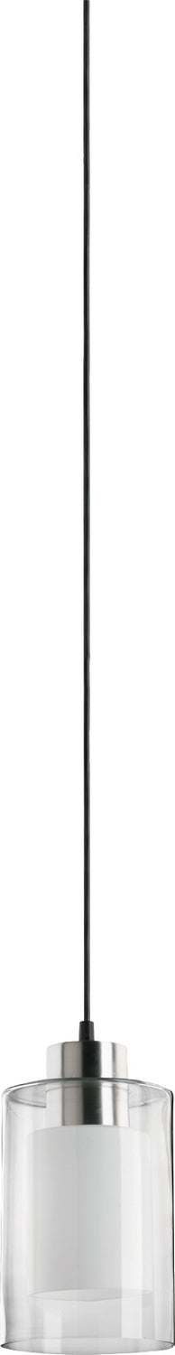 Quorum 8882-65 One Light Pendant, Satin Nickel Clear and White