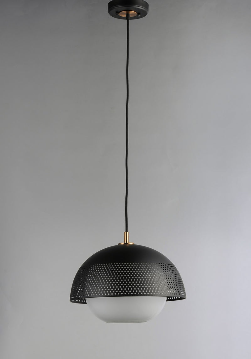 Maxim 10082WTBKSBR One Light Pendant, Black / Satin Brass