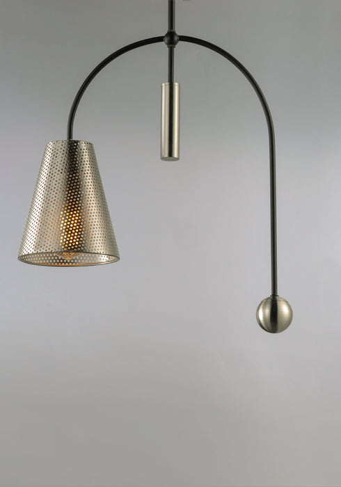 Maxim 10086BKSN One Light Pendant, Black / Satin Nickel