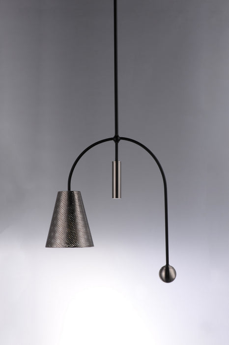 Maxim 10086BKSN One Light Pendant, Black / Satin Nickel