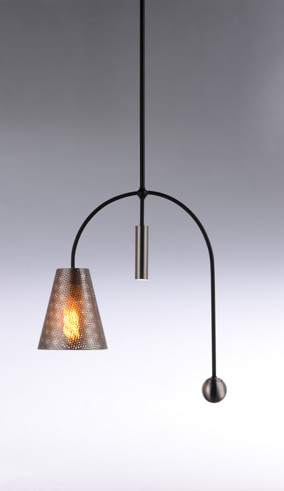 Maxim 10086BKSN One Light Pendant, Black / Satin Nickel