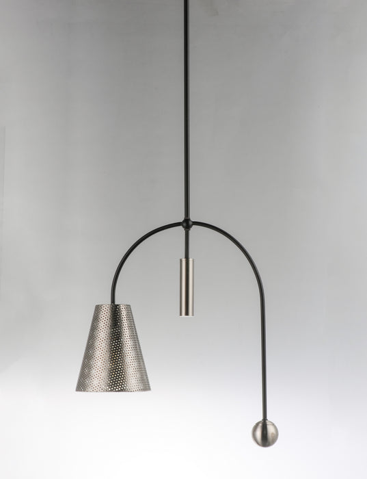 Maxim 10086BKSN One Light Pendant, Black / Satin Nickel