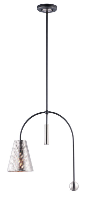 Maxim 10086BKSN One Light Pendant, Black / Satin Nickel