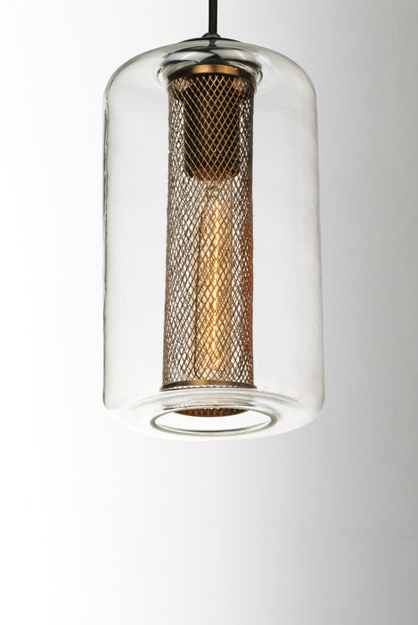 Maxim 10088CLBKSBR One Light Pendant, Black / Satin Brass