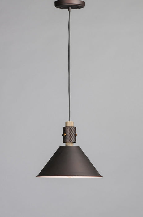 Maxim 10089OIWWD One Light Pendant, Oil Rubbed Bronze / Weathered Wood
