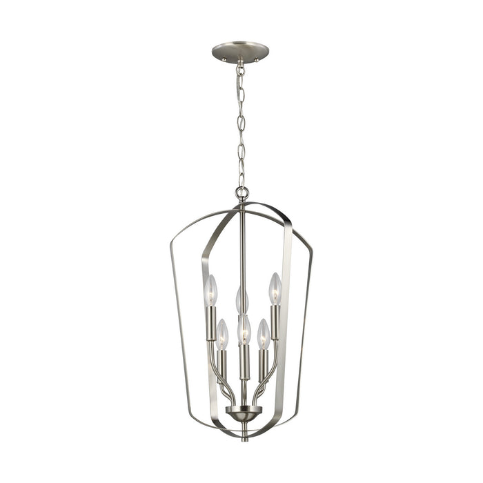 Generation Lighting 5134906-962 Six Light Hall / Foyer Pendant, Brushed Nickel