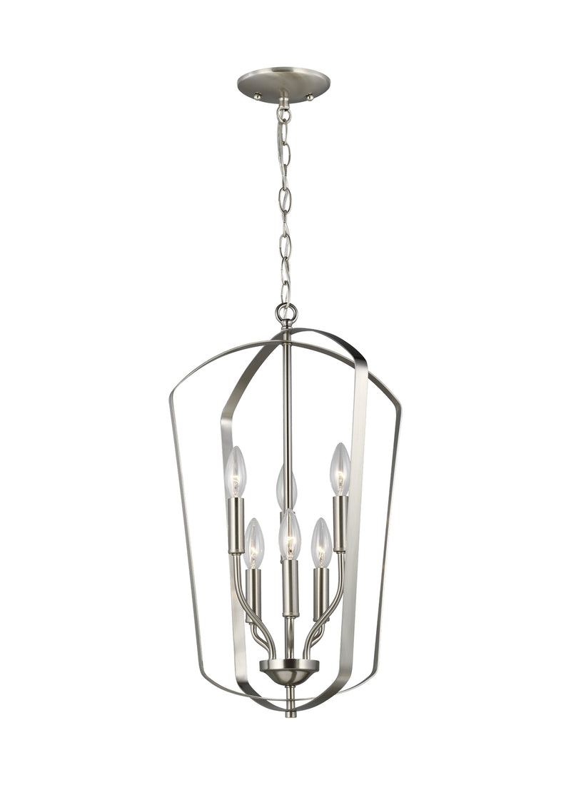 Generation Lighting 5134906EN-962 Six Light Hall / Foyer, Brushed Nickel