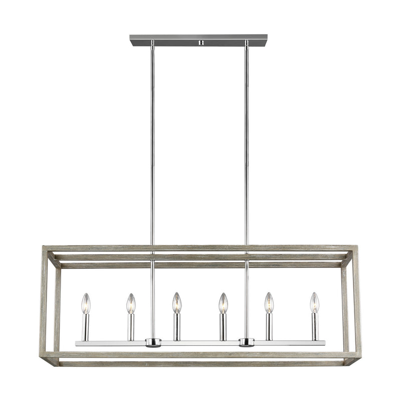 Generation Lighting 6634506EN-872 Six Light Island Pendant, Washed Pine