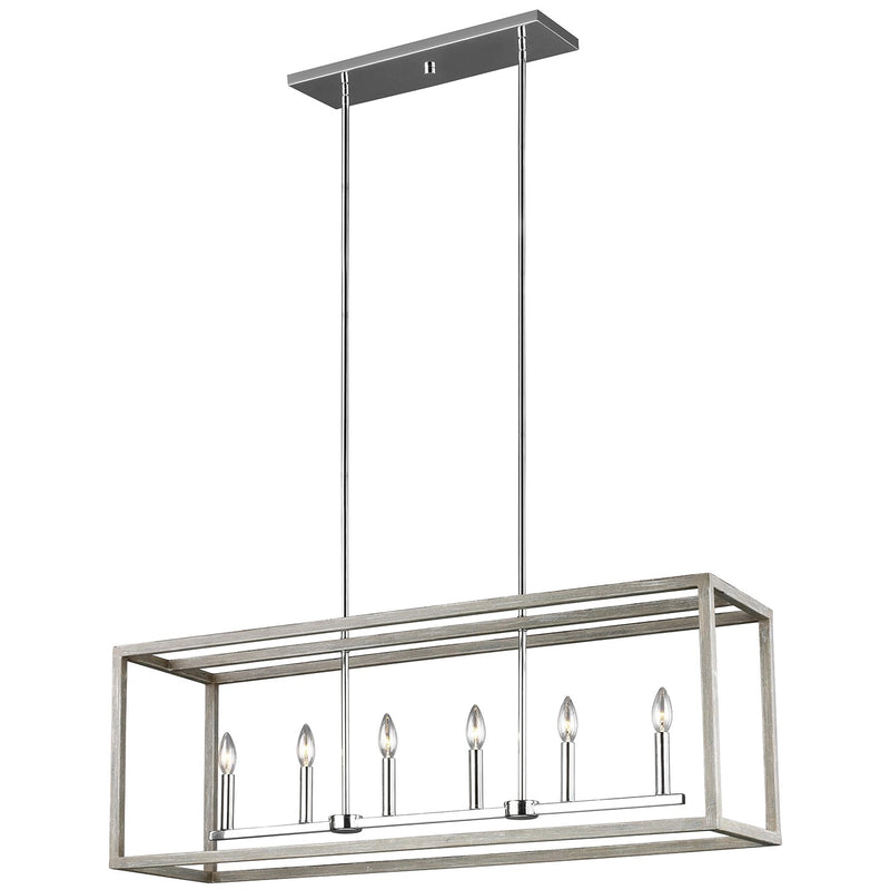 Generation Lighting 6634506EN-872 Six Light Island Pendant, Washed Pine