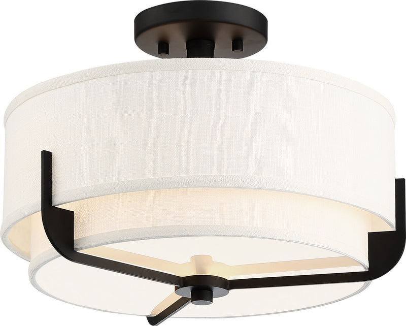 Nuvo Lighting 60-6545 Three Light Semi Flush Mount, Aged Bronze