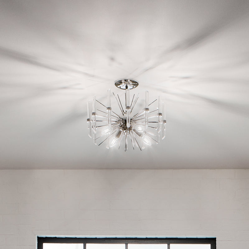 Kichler 44277PN Four Light Semi Flush Mount, Polished Nickel