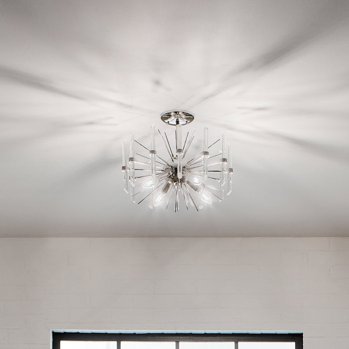 Kichler 44277PN Four Light Semi Flush Mount, Polished Nickel