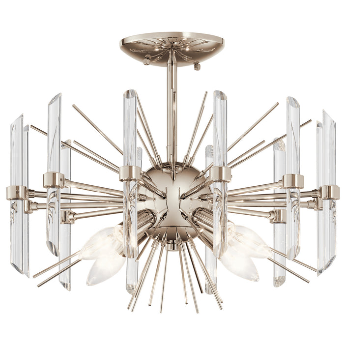 Kichler 44277PN Four Light Semi Flush Mount, Polished Nickel