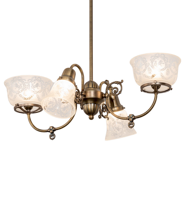 Meyda Tiffany 202105 Four Light Chandelier, Antique Brass