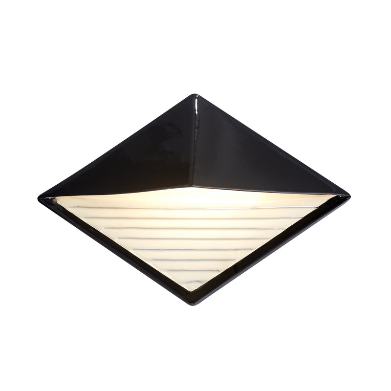 Justice Designs CER-5600-BKMT LED Wall Sconce, Gloss Black w/Matte White
