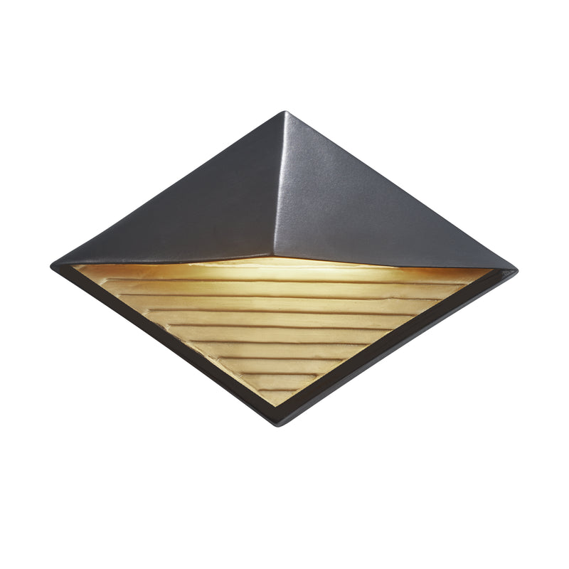 Justice Designs CER-5600-CBGD LED Wall Sconce, Carbon Matte Black w/Champagne Gold