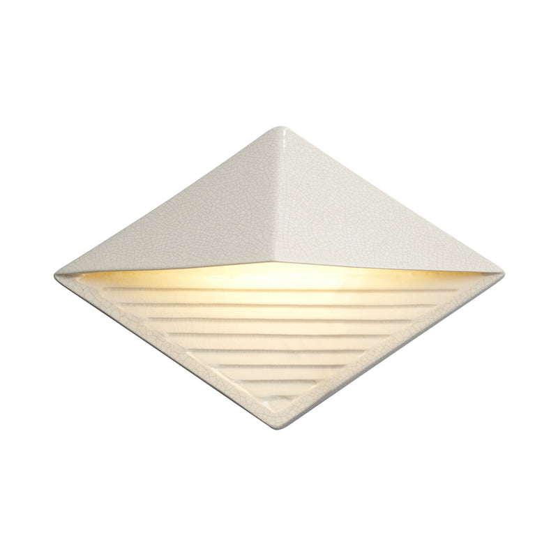 Justice Designs CER-5600W-CRNI LED Wall Sconce, White Crackle w/ Ink w/ White Crackle w/ No Ink