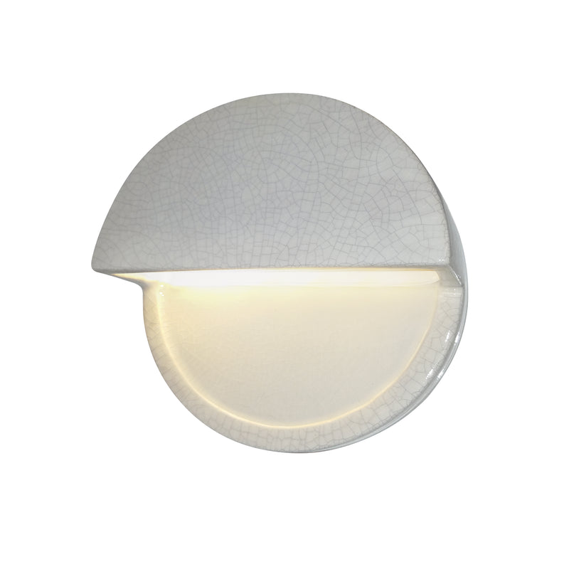 Justice Designs CER-5610-CRNI LED Wall Sconce, White Crackle w/ Ink w/ White Crackle w/ No Ink