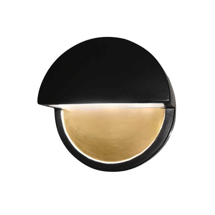 Justice Designs CER-5610W-CBGD LED Wall Sconce, Carbon Matte Black w/Champagne Gold