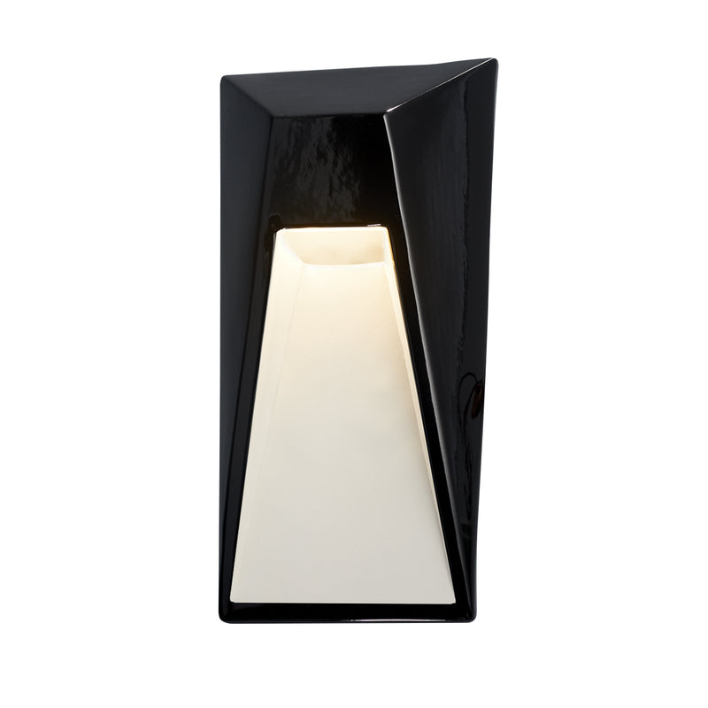 Justice Designs CER-5680W-BKMT LED Wall Sconce, Gloss Black w/Matte White