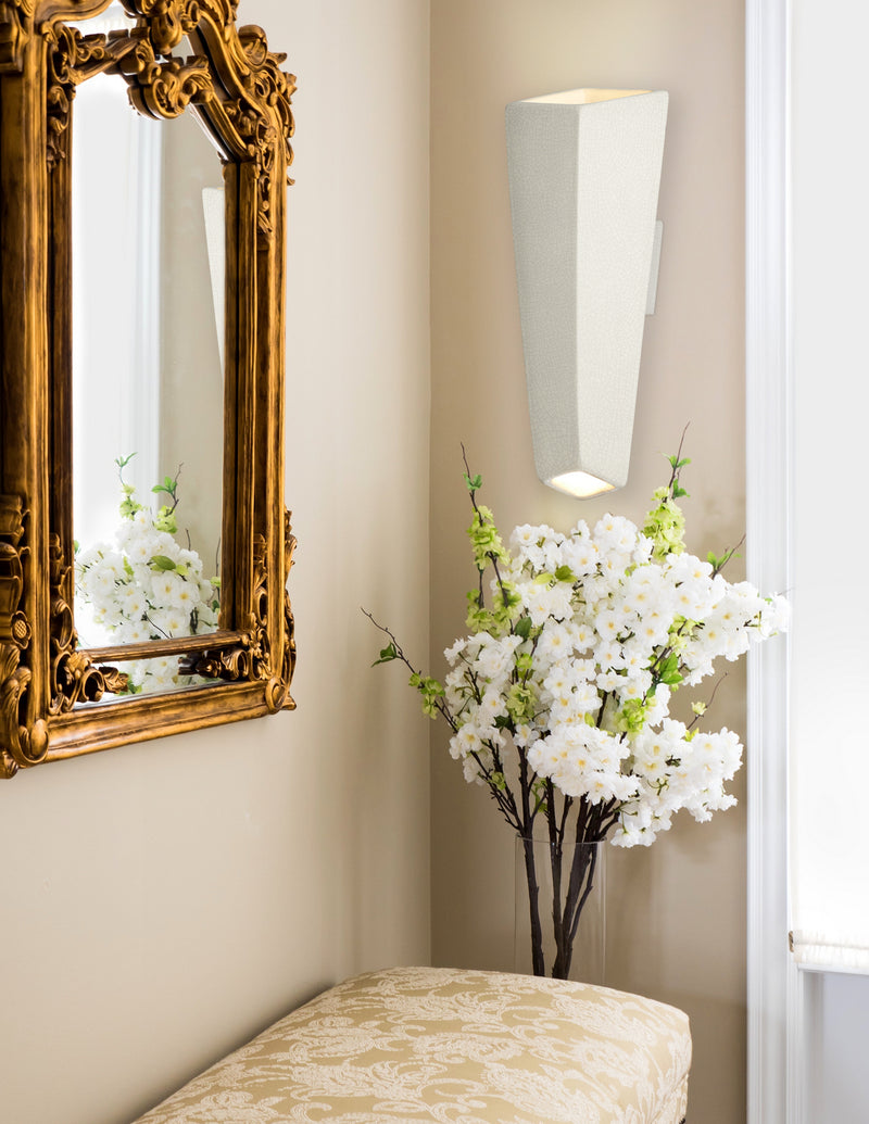 Justice Designs CER-5825-CRNI LED Wall Sconce, White Crackle w/ Ink w/ White Crackle w/ No Ink