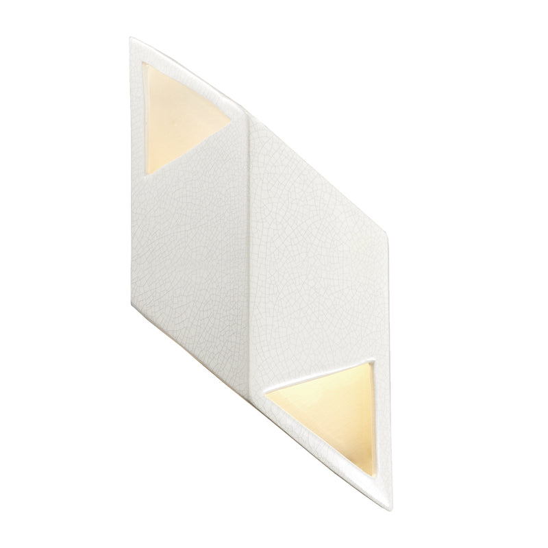 Justice Designs CER-5835-CRNI Wall Sconce, White Crackle w/ Ink w/ White Crackle w/ No Ink