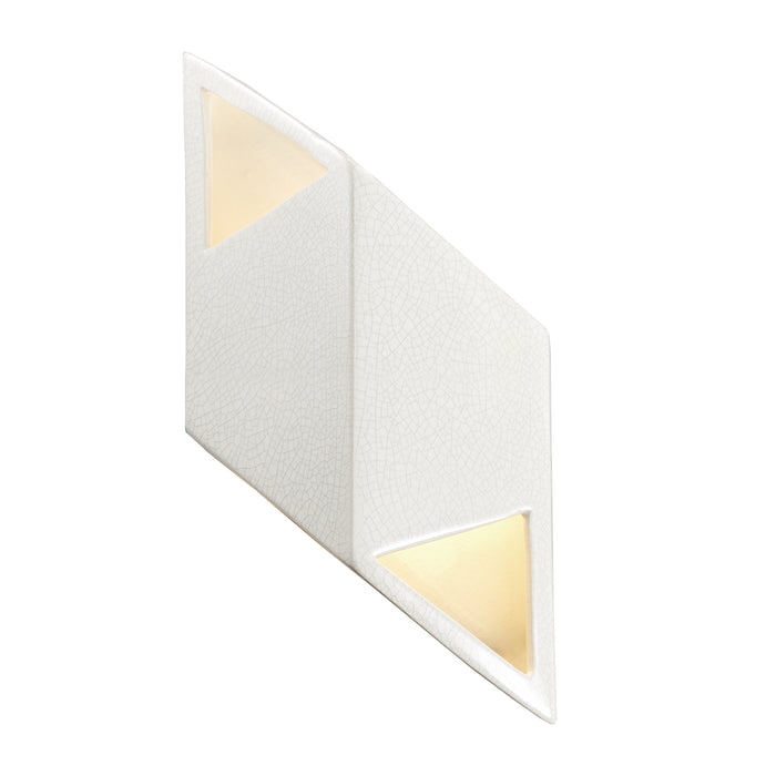 Justice Designs CER-5835-CRNI Wall Sconce, White Crackle w/ Ink w/ White Crackle w/ No Ink