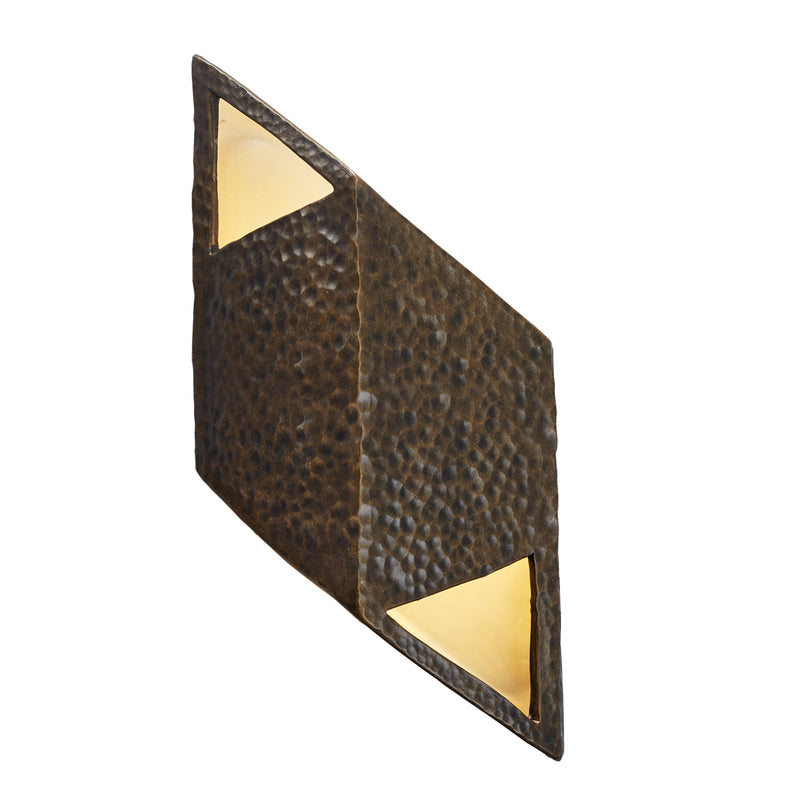 Justice Designs CER-5835-HBVN Wall Sconce, Hammered Brass w/ Vanilla Gloss