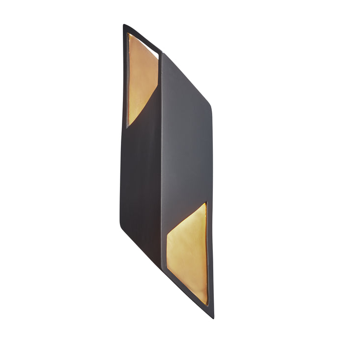 Justice Designs CER-5845-CBGD LED Wall Sconce, Carbon Matte Black w/Champagne Gold