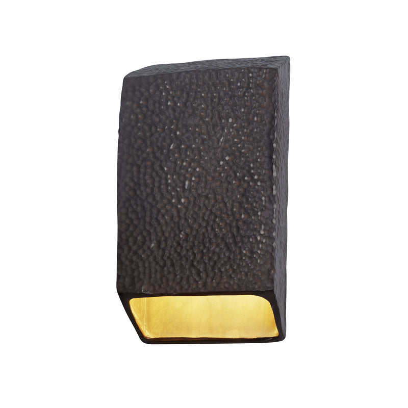 Justice Designs CER-5860W-HIGD LED Wall Sconce, Hammered Iron w/ Champagne Gold