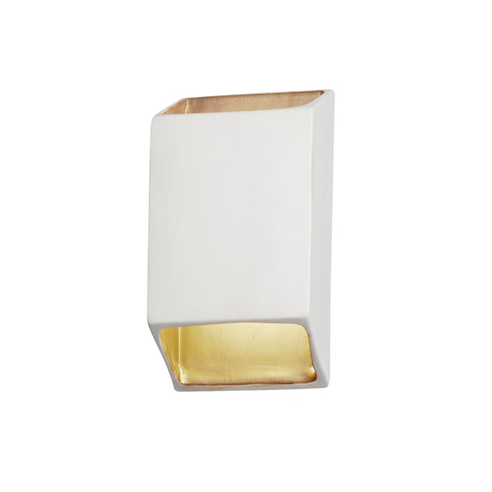 Justice Designs CER-5865-MTGD LED Wall Sconce, Matte White w/ Champagne Gold