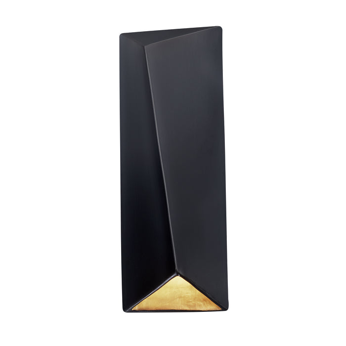 Justice Designs CER-5890W-CBGD LED Wall Sconce, Carbon Matte Black w/Champagne Gold