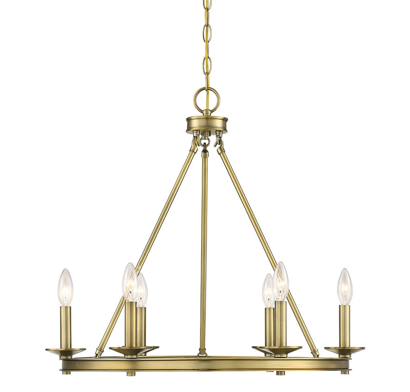 Savoy House 1-307-6-322 Six Light Chandelier, Warm Brass