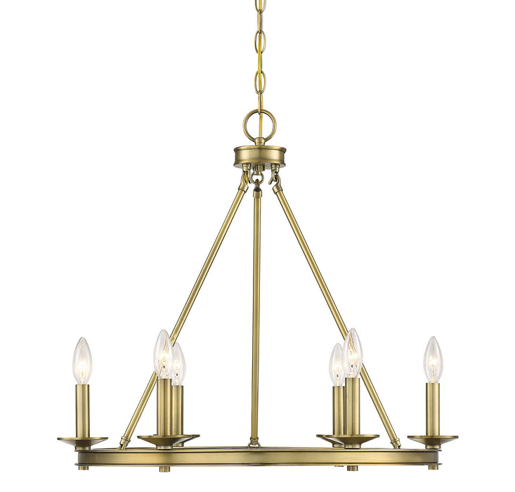 Savoy House 1-307-6-322 Six Light Chandelier, Warm Brass